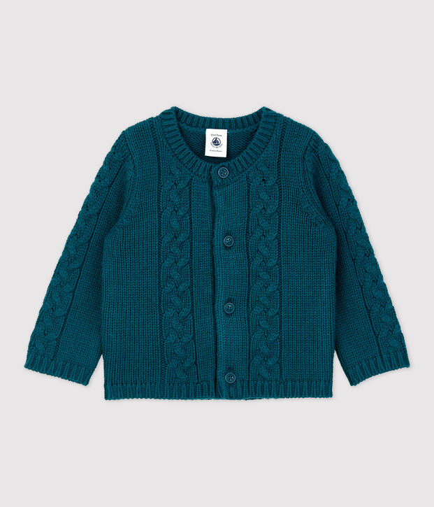 Cardigan van wol en katoen baby. groen