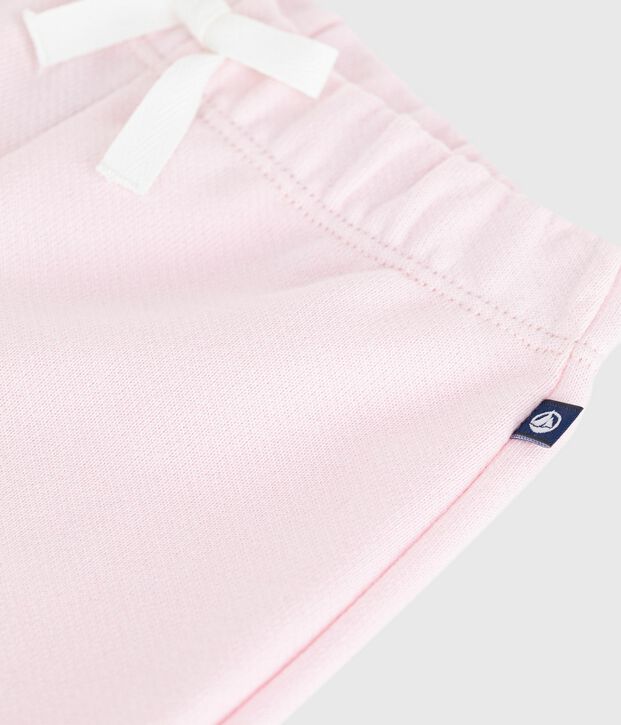 Pantalon de jogging b&eacute;b&eacute; en coton uni rose clair