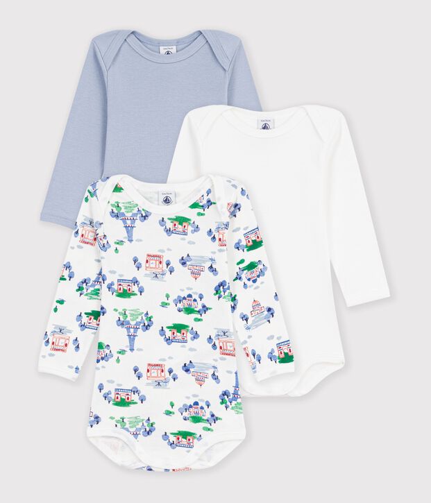 Setje van katoenen body's met lange mouw en Parijs-print voor baby's multicouleur