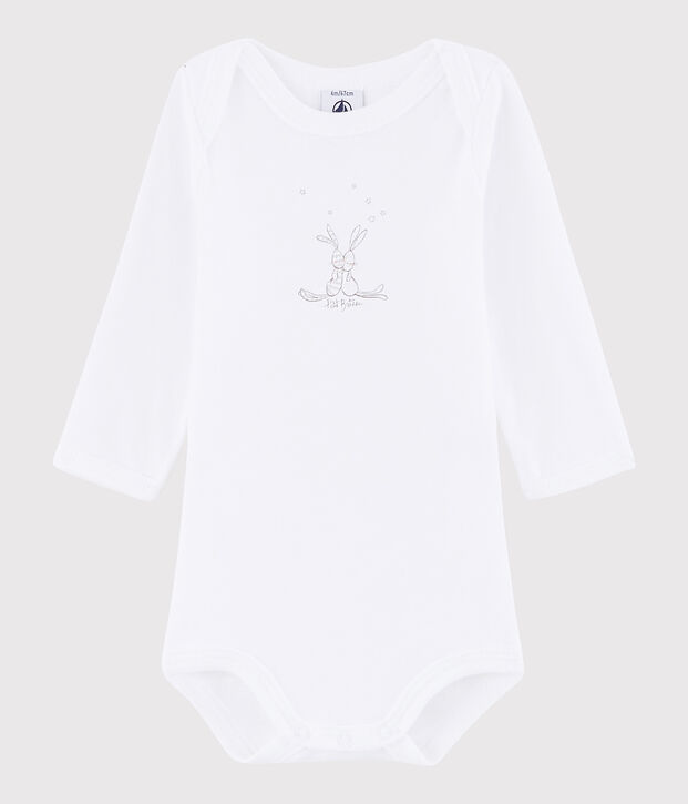 Body manches longues b&eacute;b&eacute; fille-gar&ccedil;on blanc