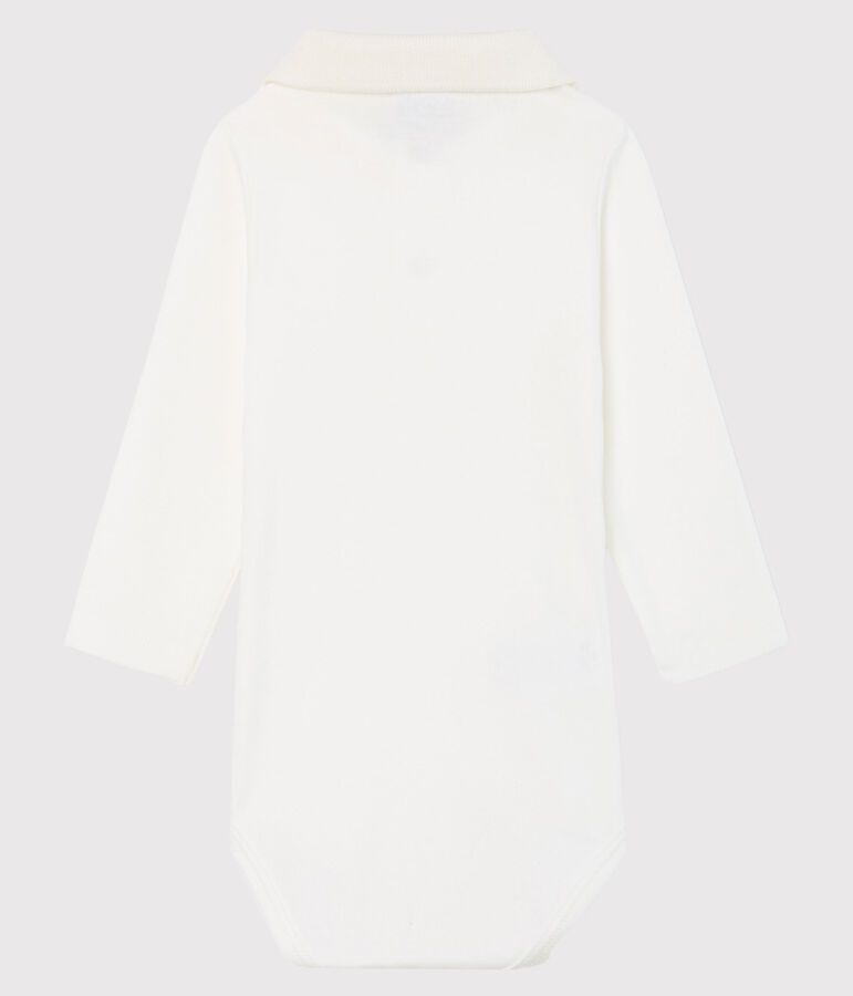 Body manches longues avec col polo b&eacute;b&eacute; gar&ccedil;on blanc MARSHMALLOW