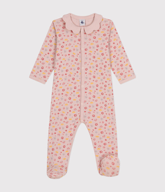 Katoenen babypyjama met bloemenprint roze SALINE/wit MULTICO