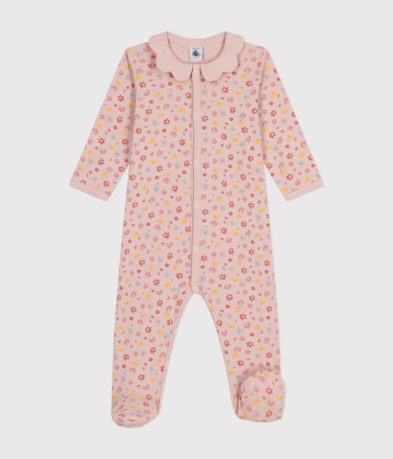 Katoenen babypyjama met bloemenprint roze/multicouleur