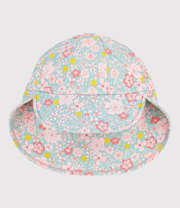 Babypet met uv-bescherming en bloemetjesprint blauw/multicouleur