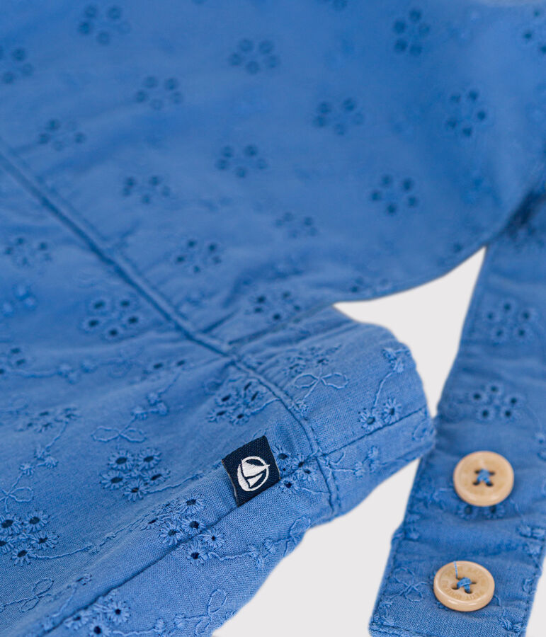 Korte tuinbroek voor baby's met Engels borduurwerk blauw