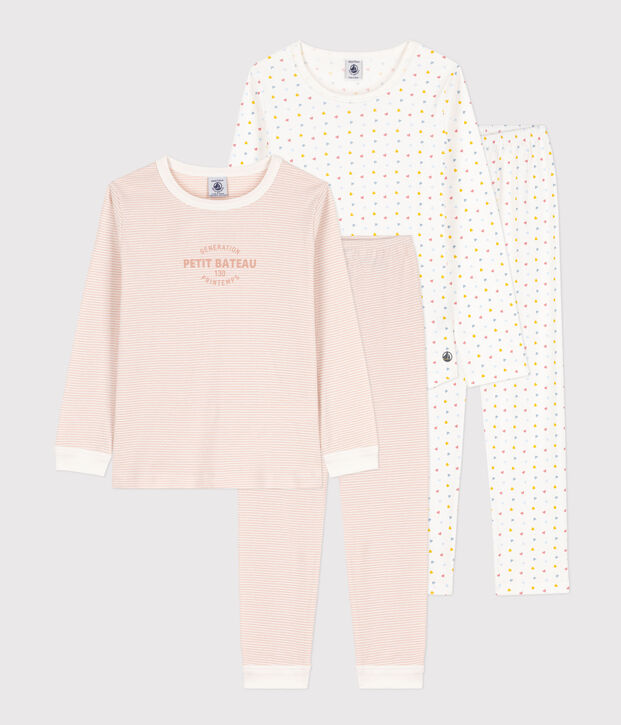 Lot de 2 pyjamas petits coeurs en coton petite fille multicouleur