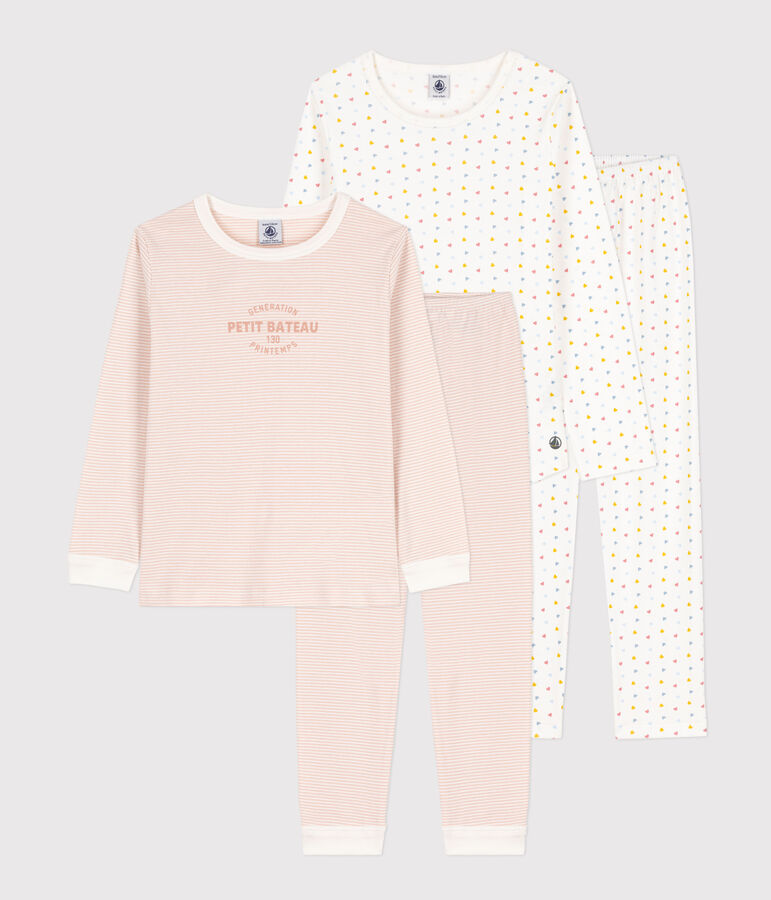 Lot de 2 pyjamas petits coeurs en coton petite fille multicouleur