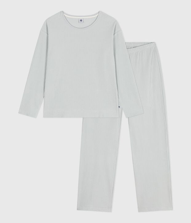 Effen fluwelen damespyjama met rechte pijp blauw