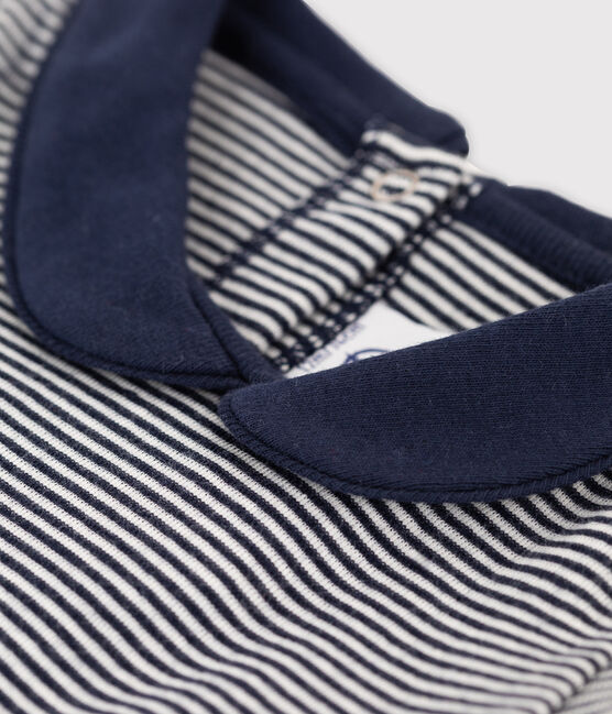 Jurk met milleraies-strepen voor babymeisjes blauw SMOKING/beige COQUILLE