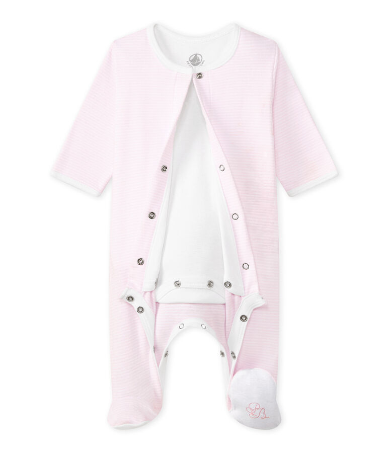 Unisex Bodyjama roze VIENNE/wit ECUME