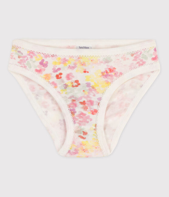Culotte petite fille en coton blanc MARSHMALLOW/rose ROSE/ MULTICO