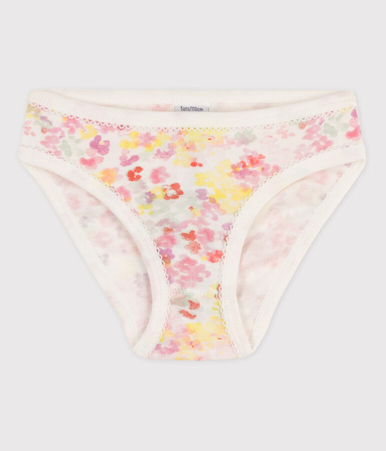 Culotte petite fille en coton blanc/rose/multicouleur