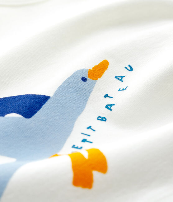 Rib T-shirt met korte mouwen voor babyjongens wit MARSHMALLOW