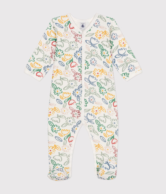 Pyjama en velours imprimé fleurs bébé blanc MARSHMALLOW/blanc MULTICO