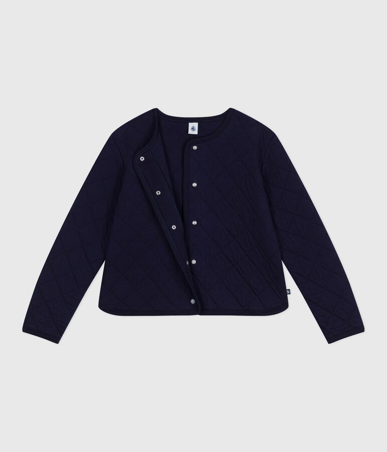Cardigan femme en coton uni bleu
