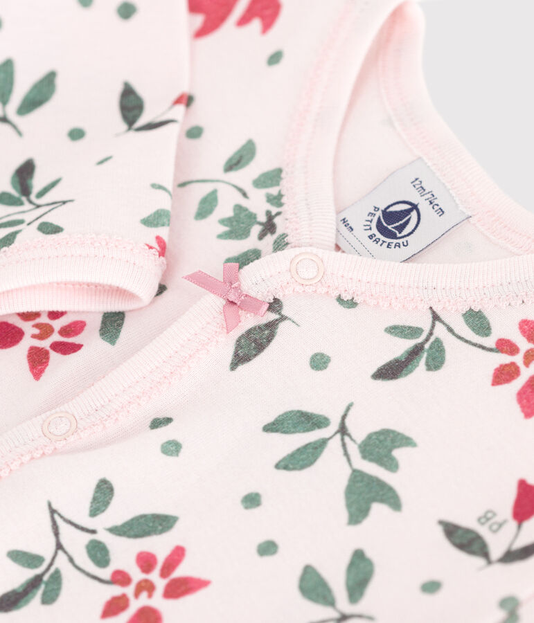 Pyjama b&eacute;b&eacute; en coton sans pieds fleuri rose FLEUR/blanc MULTICO