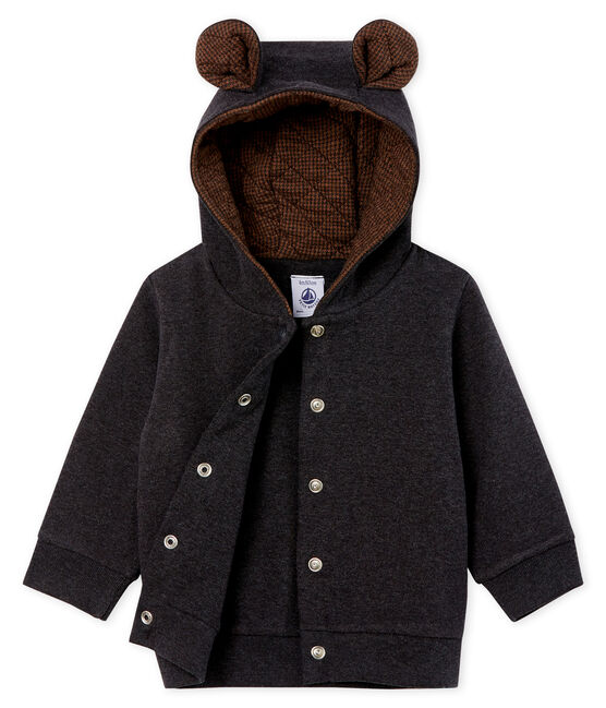 Sweatshirt à capuche bébé garçon en côte élasthanne gris CITY CHINE