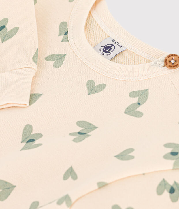 Sweatshirt en molleton imprim&eacute; b&eacute;b&eacute; &eacute;cru/vert