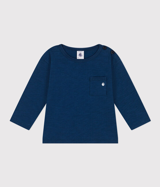 Gevlamd t-shirt met lange mouwen in jersey voor baby's blauw INCOGNITO