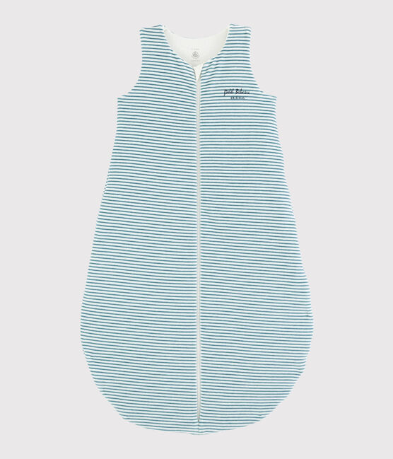Gestreepte trappelzak van ribstof voor baby's wit MARSHMALLOW/ BRUME