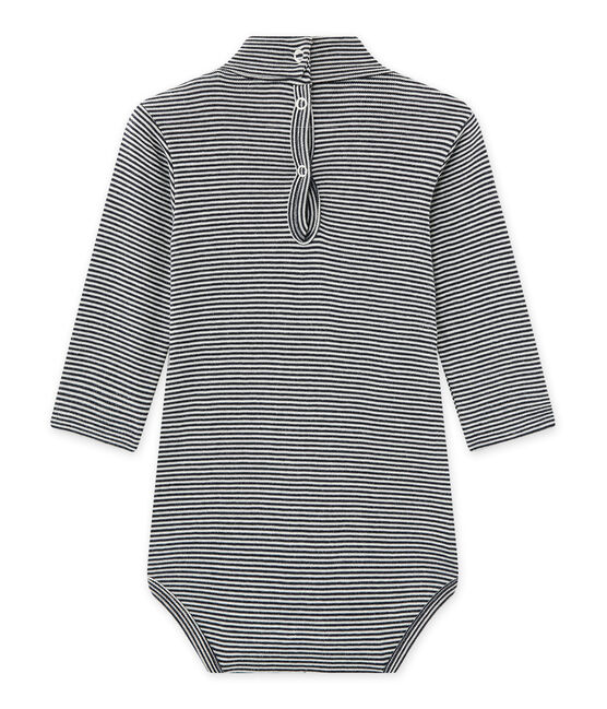 Body bébé mixte à col roulé rayé milleraies bleu SMOKING/beige COQUILLE
