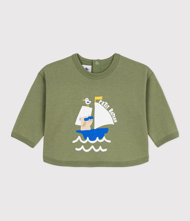 Baby katoenen hoodie met print OLIVINE