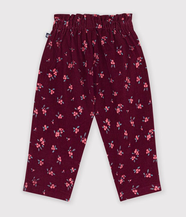 Pantalon b&eacute;b&eacute; en velours imprim&eacute; &agrave; fleurs rouge/multicouleur