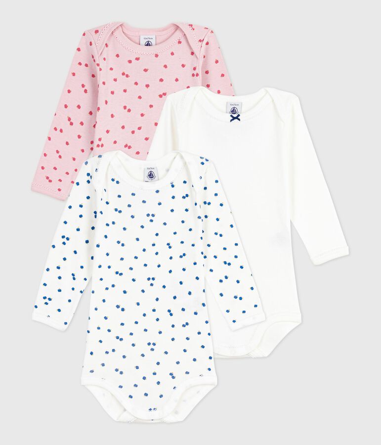 Setje met 5 katoenen body's met lange mouw en appelprint voor baby's multicouleur