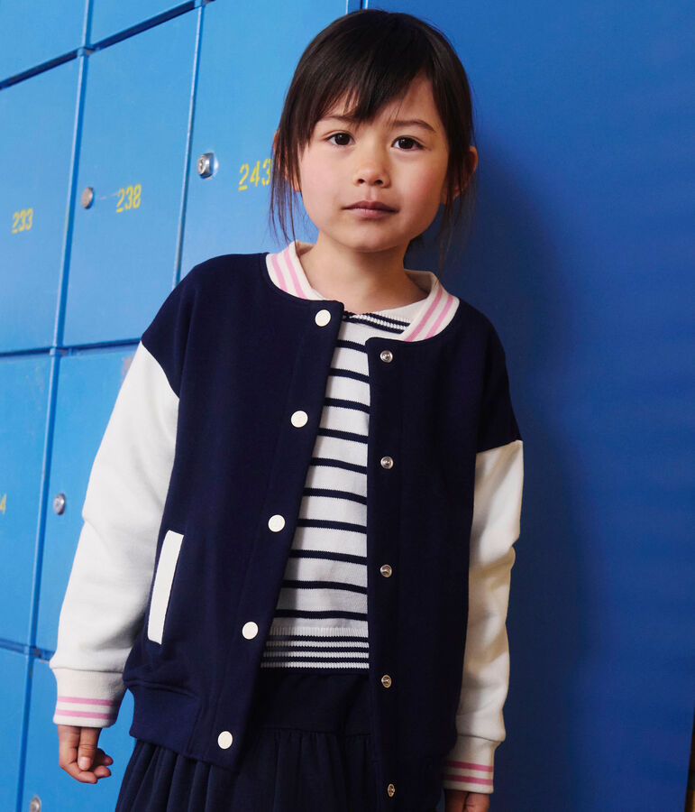 Veste teddy enfant en coton uni bleu