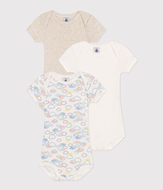 Set van 3 katoenen body's met korte mouwen en regenboogmotiefje voor baby's variante 1