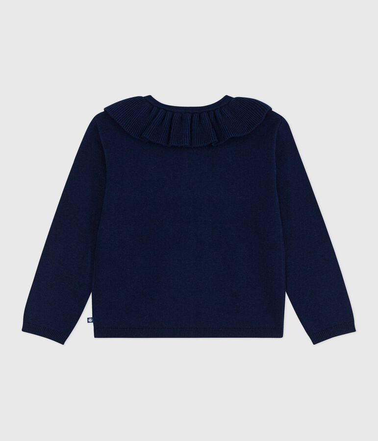 Cardigan enfant en laine et coton uni bleu
