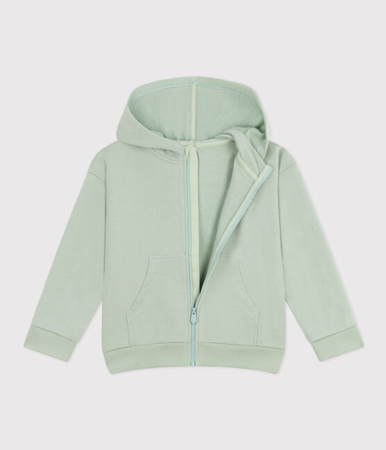 Sweatshirt met rits en kap in fleece voor jongens groen HERBIER