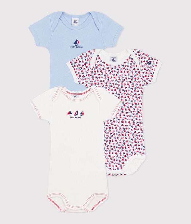 Setje met drie katoenen body's met korte mouw voor baby's multicouleur