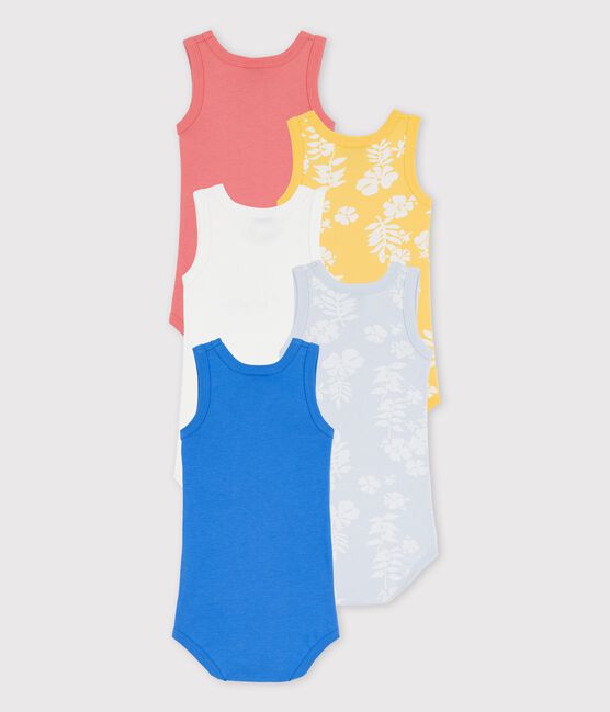 Set van 5 body's zonder mouwen met Hawaïprint in katoen variante 1