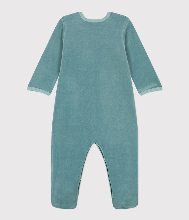 Fluwelen babypyjama met beertjesprint groen