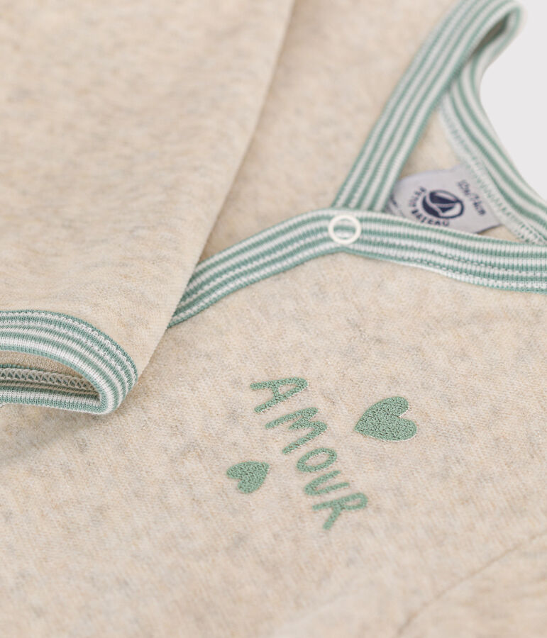 Pyjama  en velours b&eacute;b&eacute; beige