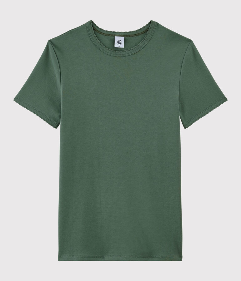 T-shirt col rond iconique en coton Femme vert