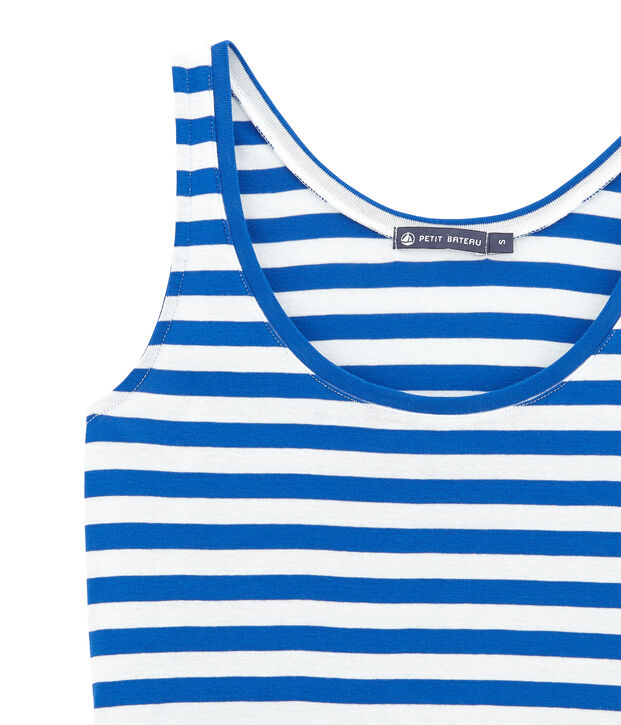 Robe de plage femme bleu/blanc