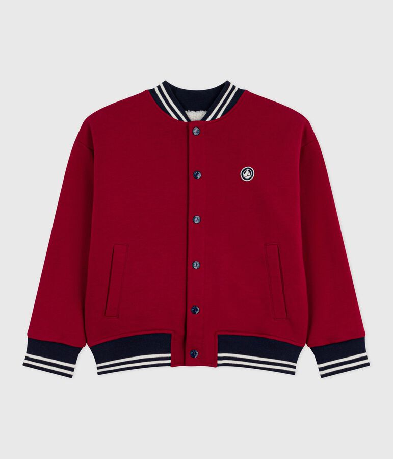 Teddy enfant en coton et sherpa uni rouge