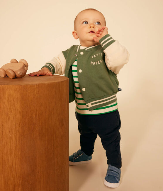 Baseballjasje in fleece voor baby's groen CROCO/ AVALANCHE