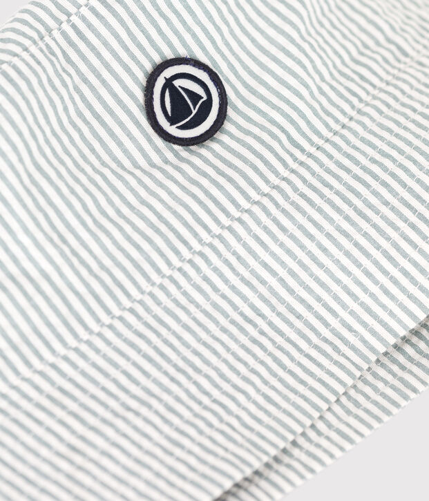 GROENE SEERSUCKER KATOEN BOB VOOR KINDERENJONGEN wit/groen