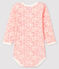Rompertje lange mouwen babymeisje wit MARSHMALLOW/roze GRETEL