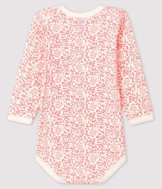 Rompertje lange mouwen babymeisje wit/roze