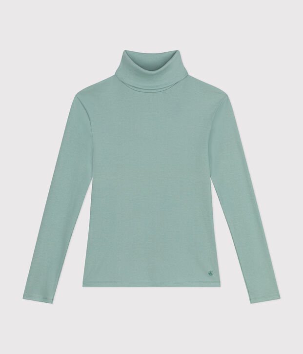 Tee-shirt l'Iconique Col roul&eacute; en c&ocirc;te 2x2 femme vert