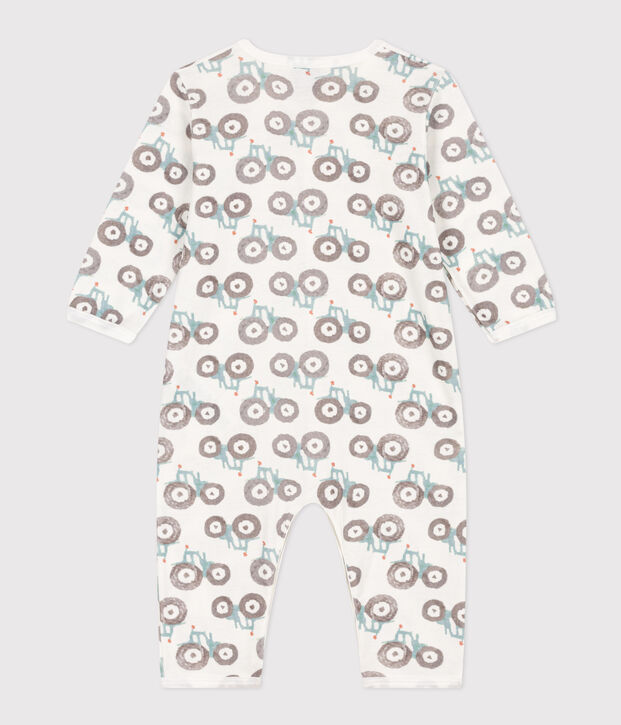 Katoenen babypyjama zonder voetjes wit/multicouleur