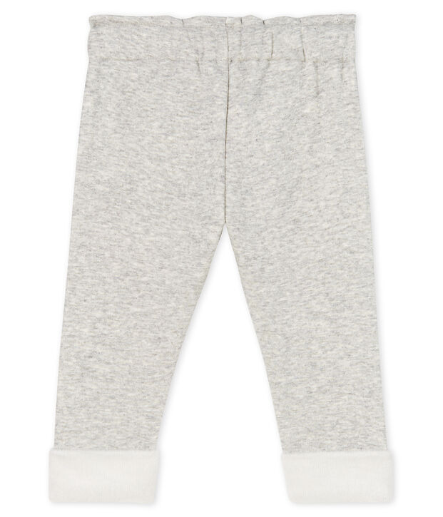 Pantalon b&eacute;b&eacute; fille en maille velours gris