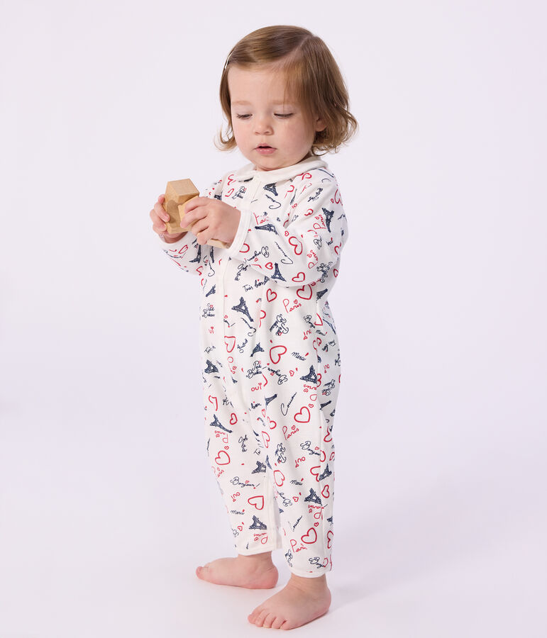 Pyjama b&eacute;b&eacute; en coton sans pieds imprim&eacute; Paris blanc/multicouleur