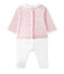 Combinaison guimpe bébé fille bi-matière rose VIENNE/blanc MULTICO