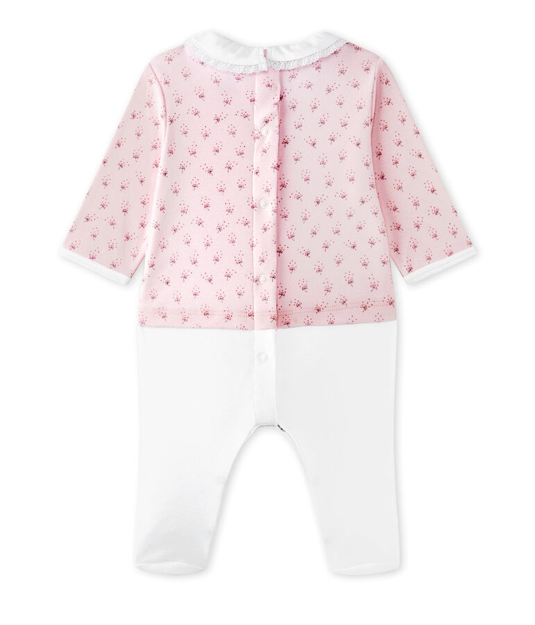 Combinaison guimpe b&eacute;b&eacute; fille bi-mati&egrave;re rose/multicouleur