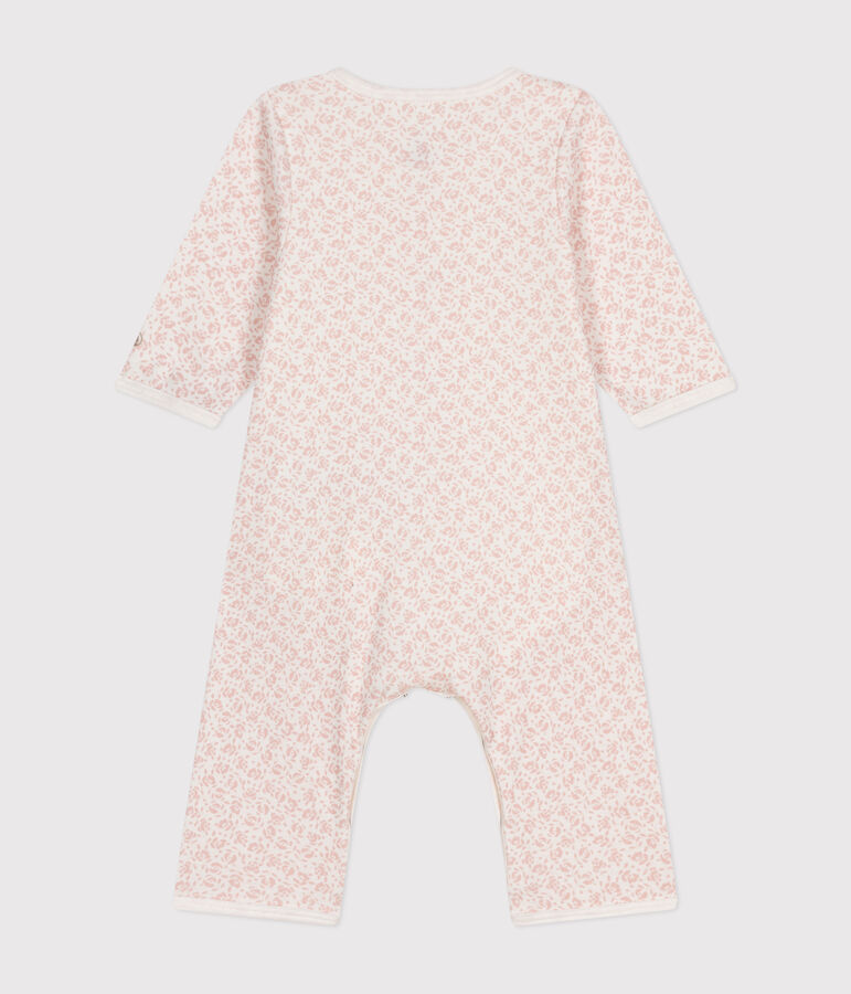 Katoenen bodypyjama zonder voetjes wit/roze